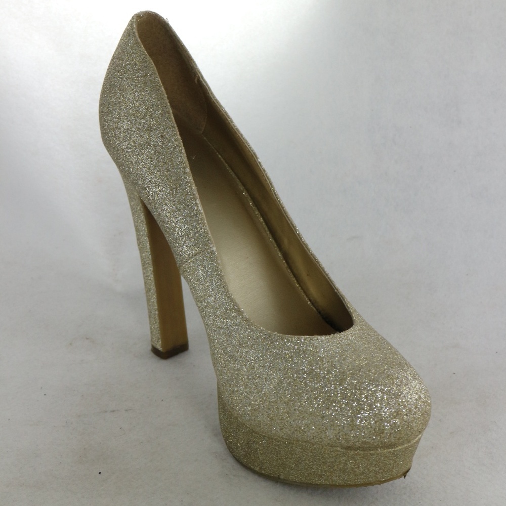 MOSSIMO Supply Co Gold Glitter Platform Pumps Sz 9.5 US Women - Picture 1 of 8